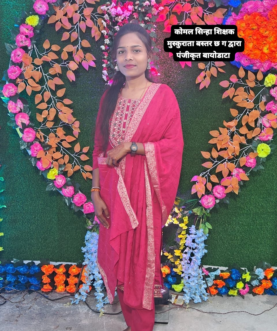 कुलेश्वरी सिन्हा,D.EL.ED(CTET CGTET QUALIFY), B.Sc.(BIO) , ITI COPA, M. A. (HINDI),ग्राम - कलारतराई, पोस्ट - खरेंगा, जिला - धमतरी ( छ. ग. )